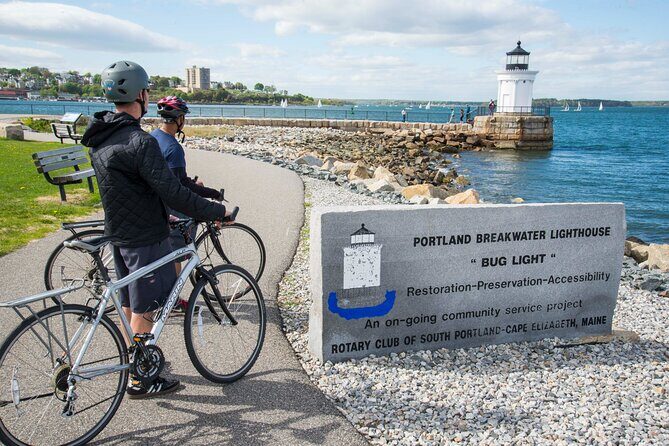 Portland Maine City and Lighthouse EBike Tour - Bug Light Park: lighthouse photos plus the liberty ship memorial
